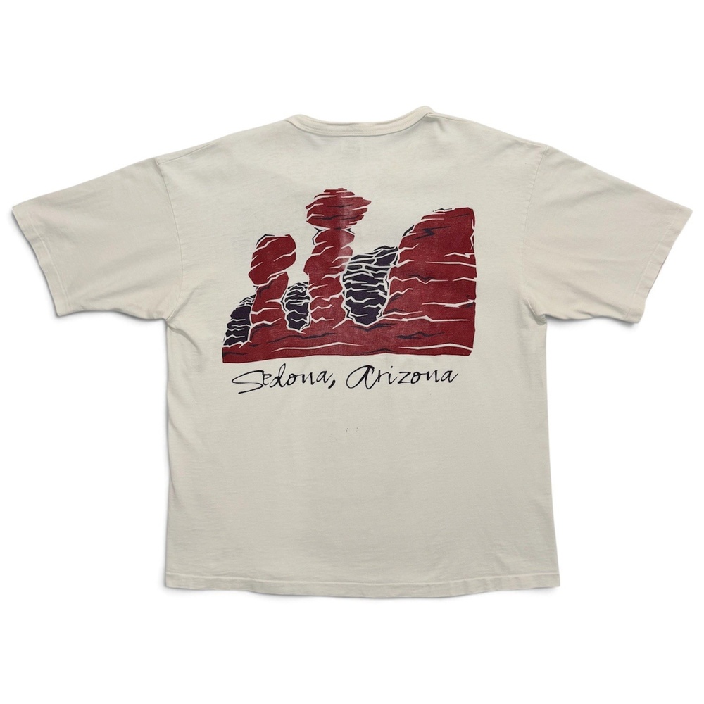 Vintage 90s Sedona Arizona Button T Shirt Men’s XL White Ivory Single Stitch USA